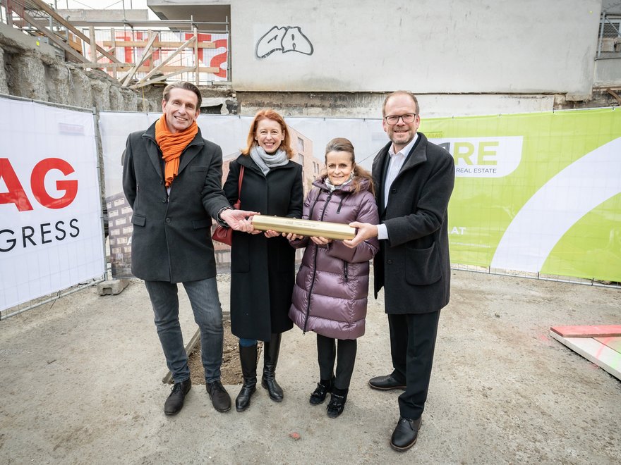 Grundsteinlegung Linke Wienzeile - Frank Fercher, Michaela Koban, Christine Dornaus und Dietmar Baurecht