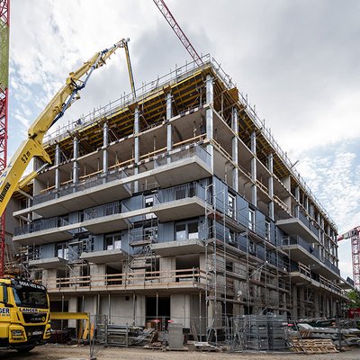 VILLLAGE IM DRITTEN Baufeld 03 - Fassadenmontage