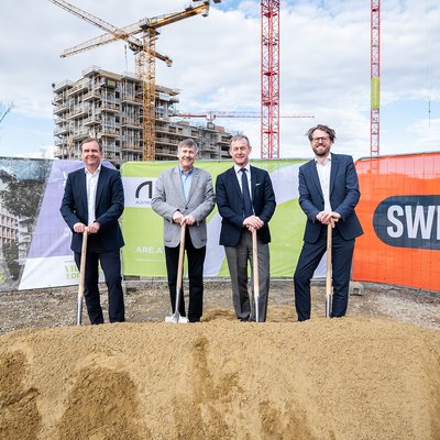 Spatenstich ANCHOR: Christian Pichler, Erich Hohenberger, Gerald Beck, Gerd Pichler