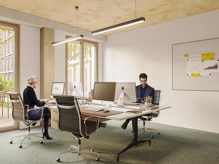 Visualisierung ANCHOR - Büro Richtung Innenhof
